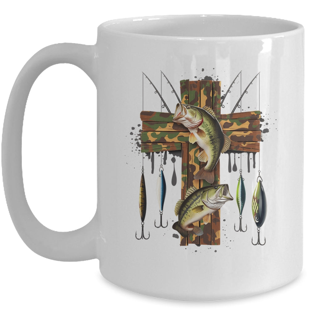 Camo Cross Fishing Christian Fishers Of Men Bible Faith Fish Mug | siriusteestore