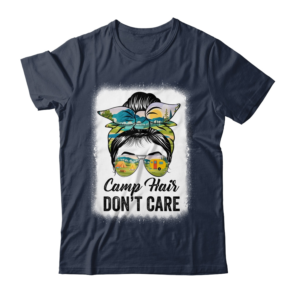 Camp Hair Don't Care Camper Camping Messy Bun Hair Womens Shirt & Tank Top | siriusteestore