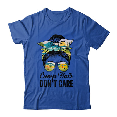 Camp Hair Don't Care Messy Bun Hair Camping Life Lovers Shirt & Tank Top | siriusteestore