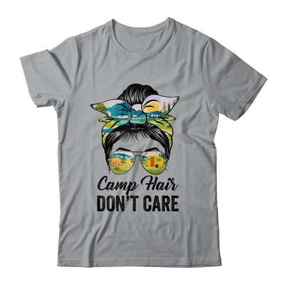 Camp Hair Don't Care Messy Bun Hair Camping Life Lovers Shirt & Tank Top | siriusteestore