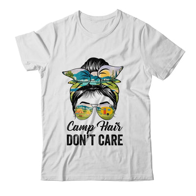Camp Hair Don't Care Messy Bun Hair Camping Life Lovers Shirt & Tank Top | siriusteestore