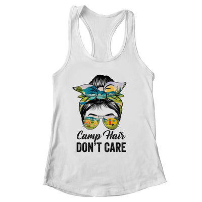 Camp Hair Don't Care Messy Bun Hair Camping Life Lovers Shirt & Tank Top | siriusteestore