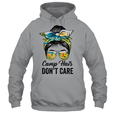 Camp Hair Don't Care Messy Bun Hair Camping Life Lovers Shirt & Tank Top | siriusteestore