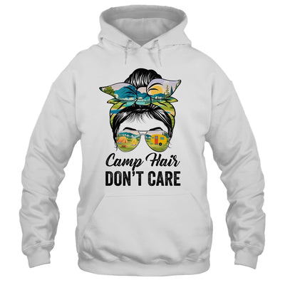 Camp Hair Don't Care Messy Bun Hair Camping Life Lovers Shirt & Tank Top | siriusteestore