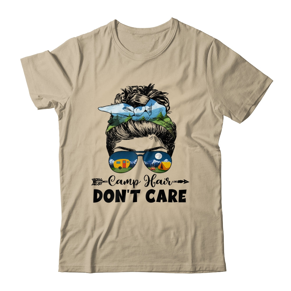 Camp Hair Dont Care Womens Camper Camping Messy Bun Hair Shirt & Tank Top | siriusteestore