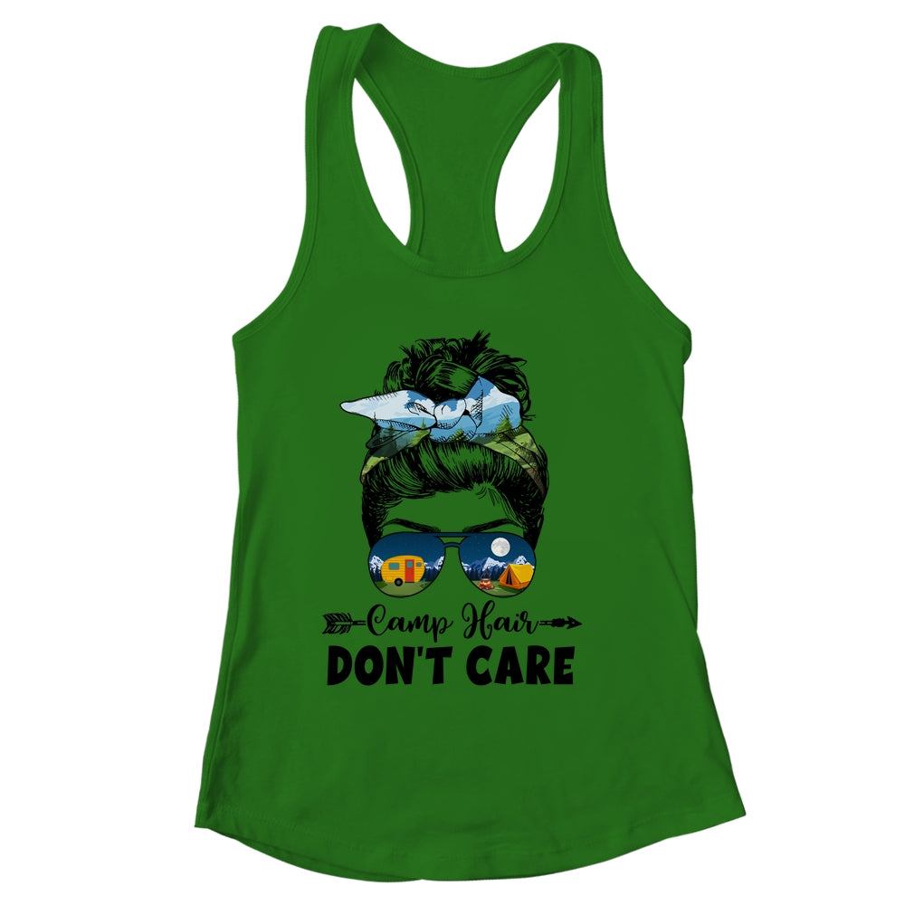 Camp Hair Dont Care Womens Camper Camping Messy Bun Hair Shirt & Tank Top | siriusteestore