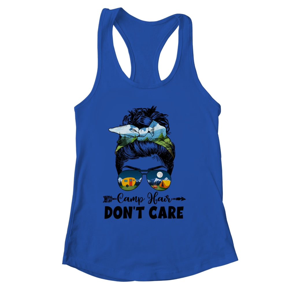 Camp Hair Dont Care Womens Camper Camping Messy Bun Hair Shirt & Tank Top | siriusteestore
