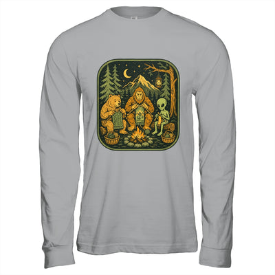 Campfire Knitting Friends Camping Retro Bigfoot Alien Bear Shirt & Hoodie | siriusteestore