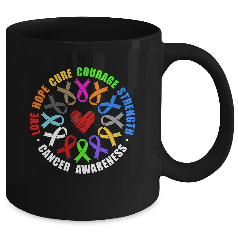 Cancer Awareness Live Hope Cure Strength Fight Cancer Ribbon Mug | siriusteestore
