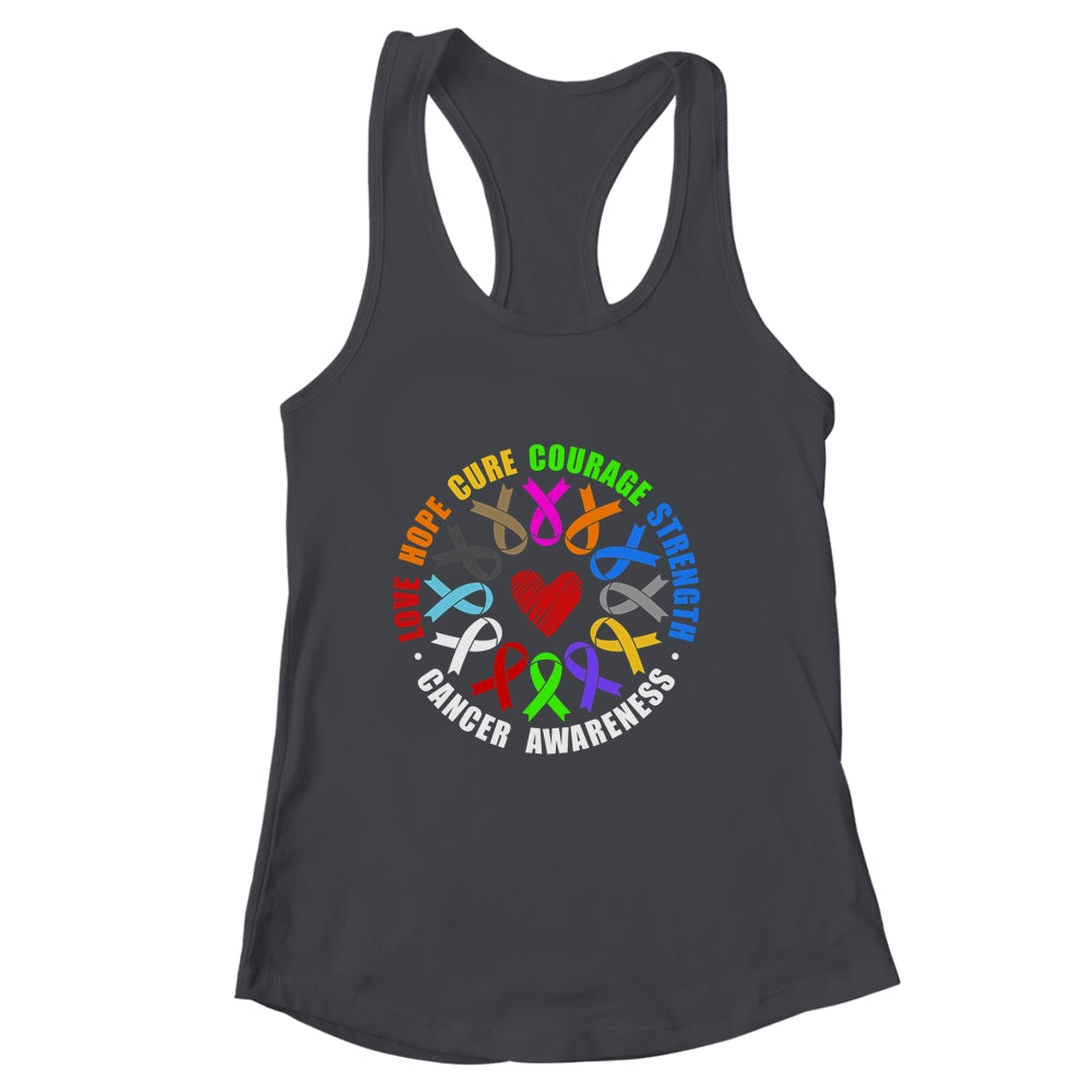 Cancer Awareness Live Hope Cure Strength Fight Cancer Ribbon Shirt & Tank Top | siriusteestore