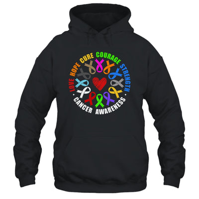 Cancer Awareness Live Hope Cure Strength Fight Cancer Ribbon Shirt & Tank Top | siriusteestore