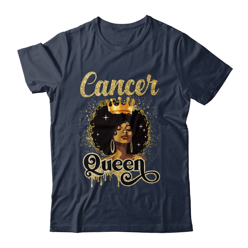 Cancer Queen Birthday Afro Girls Black Zodiac Birthday Shirt & Tank Top | siriusteestore
