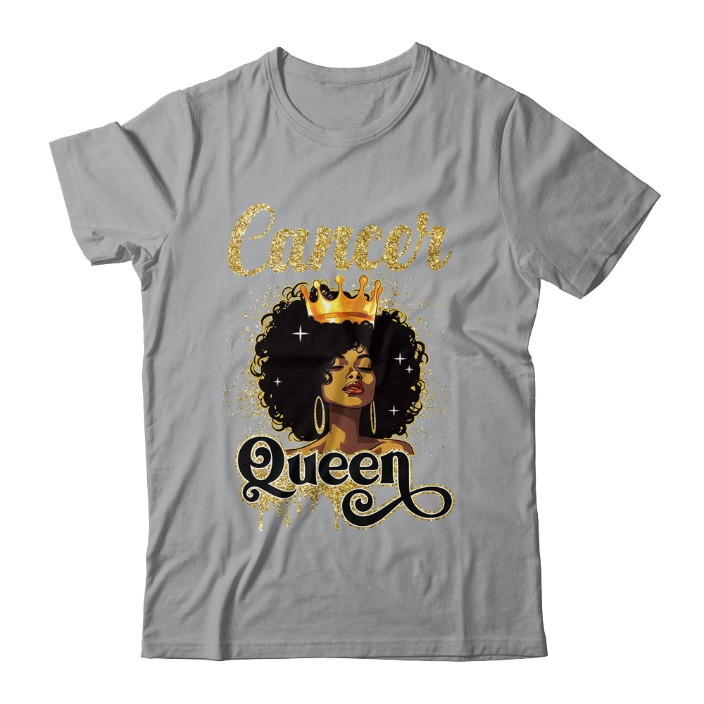 Cancer Queen Birthday Afro Girls Black Zodiac Birthday Shirt & Tank Top | siriusteestore