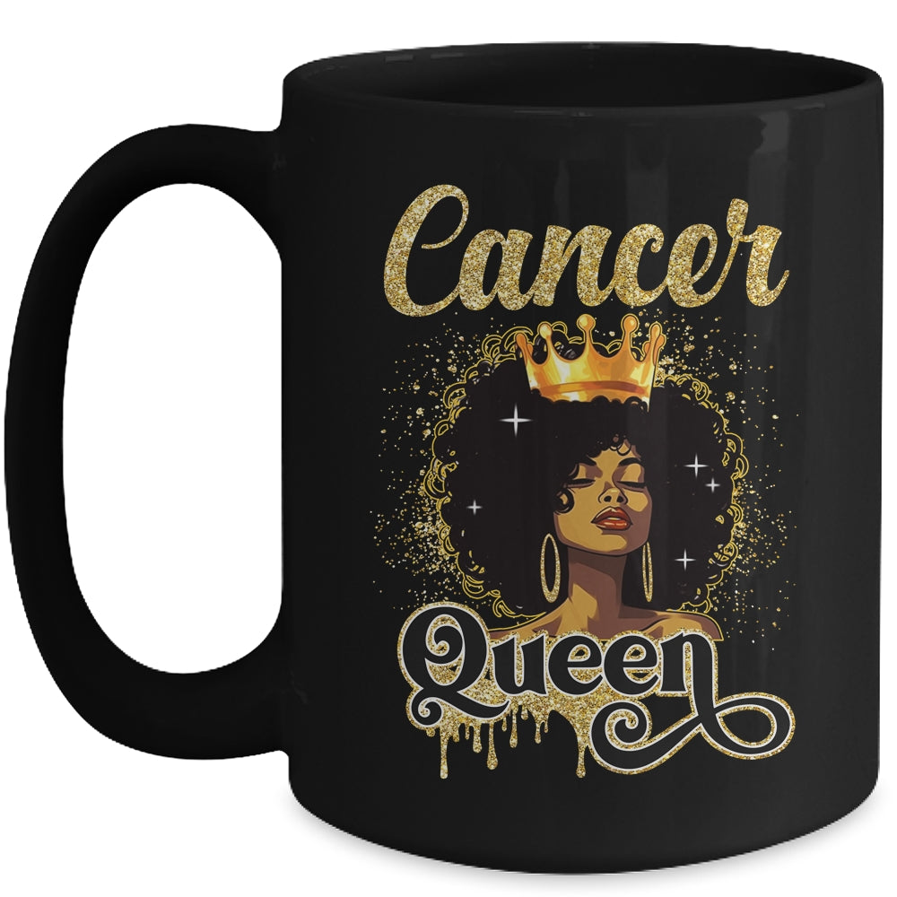 Cancer Queen Birthday Afro Girls Black Zodiac Birthday Mug | siriusteestore
