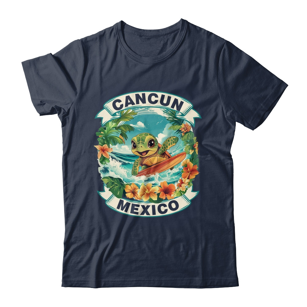 Cancun Mexico Cute Sea Turtle Surfing Summer Vacation Shirt & Tank Top | siriusteestore