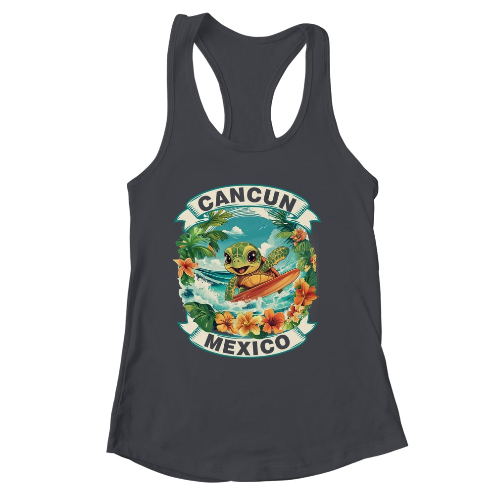 Cancun Mexico Cute Sea Turtle Surfing Summer Vacation Shirt & Tank Top | siriusteestore
