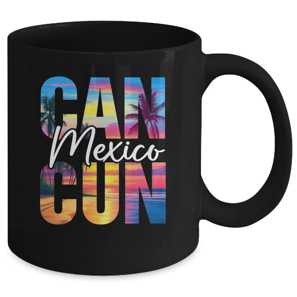 Cancun Mexico Palm Tree Sunset Beach Summer Vacation Trip Mug | siriusteestore