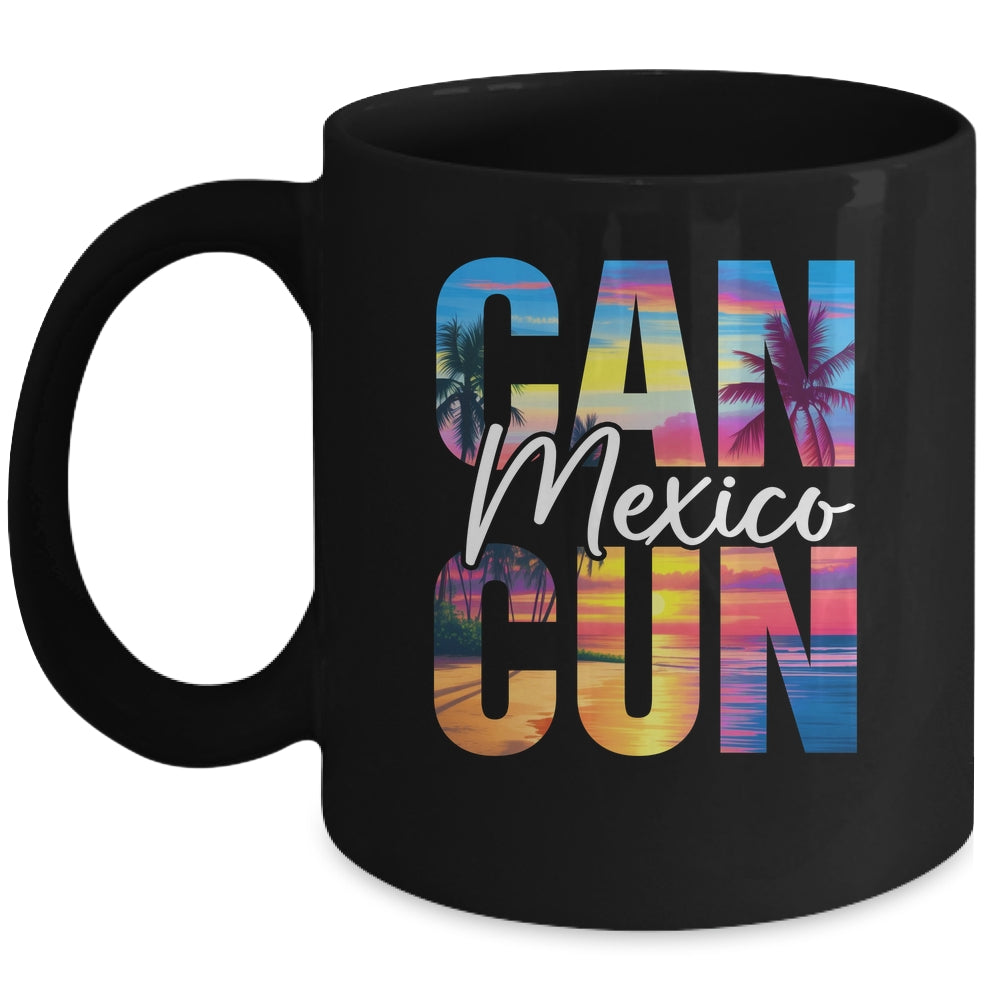 Cancun Mexico Palm Tree Sunset Beach Summer Vacation Trip Mug | siriusteestore