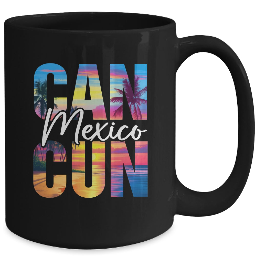 Cancun Mexico Palm Tree Sunset Beach Summer Vacation Trip Mug | siriusteestore