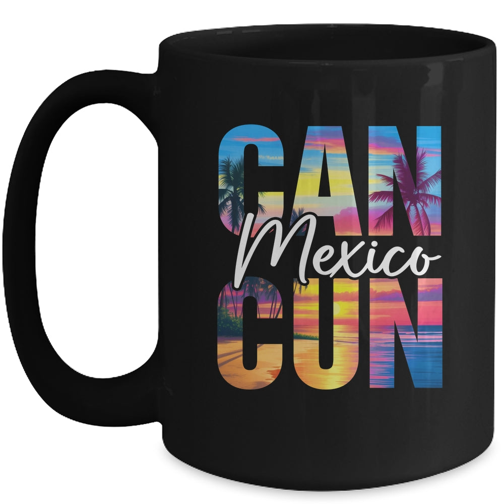 Cancun Mexico Palm Tree Sunset Beach Summer Vacation Trip Mug | siriusteestore