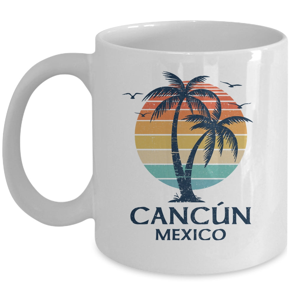Cancun Mexico Souvenir Beach Sunset Vintage Women Men Mug | siriusteestore