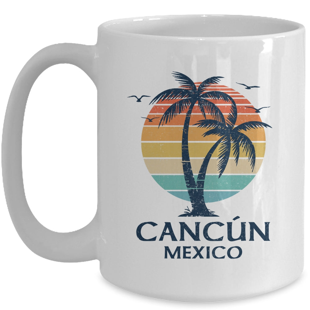 Cancun Mexico Souvenir Beach Sunset Vintage Women Men Mug | siriusteestore