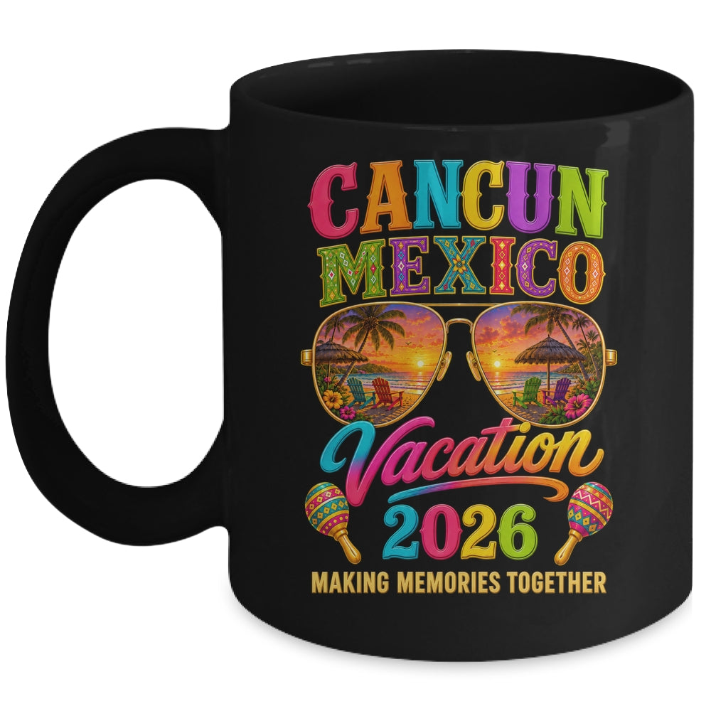 Cancun Mexico Vacation Beach 2026 Trip Group Squad Retro Mug | siriusteestore