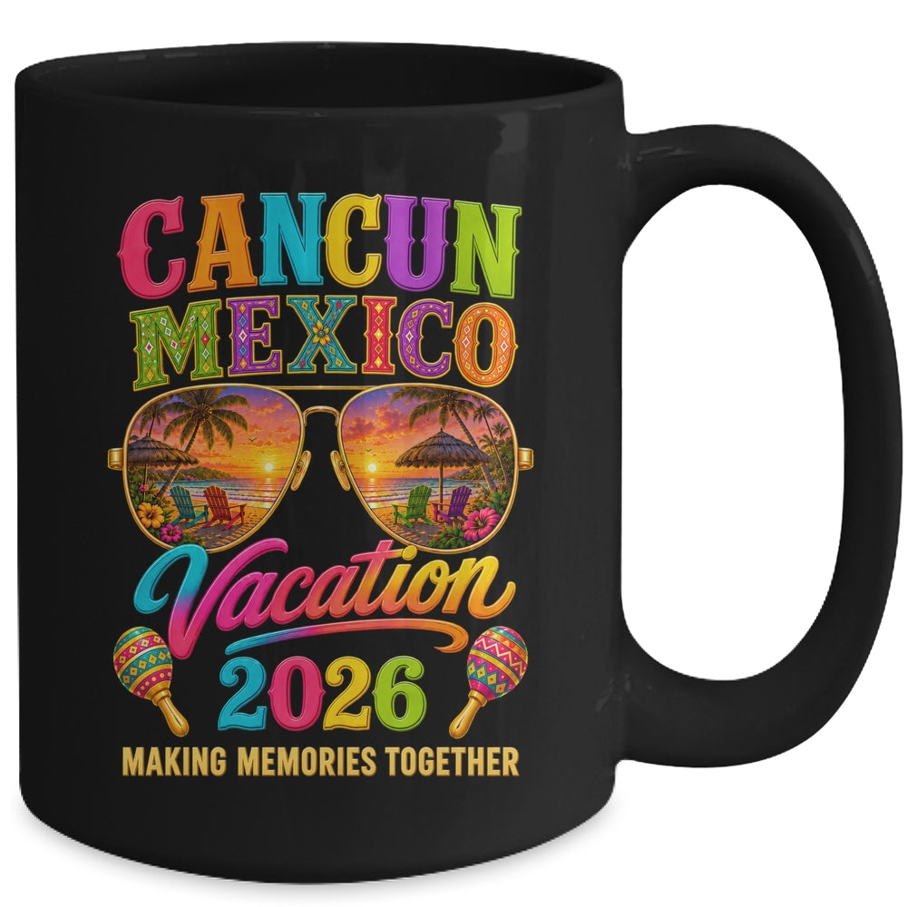 Cancun Mexico Vacation Beach 2026 Trip Group Squad Retro Mug | siriusteestore