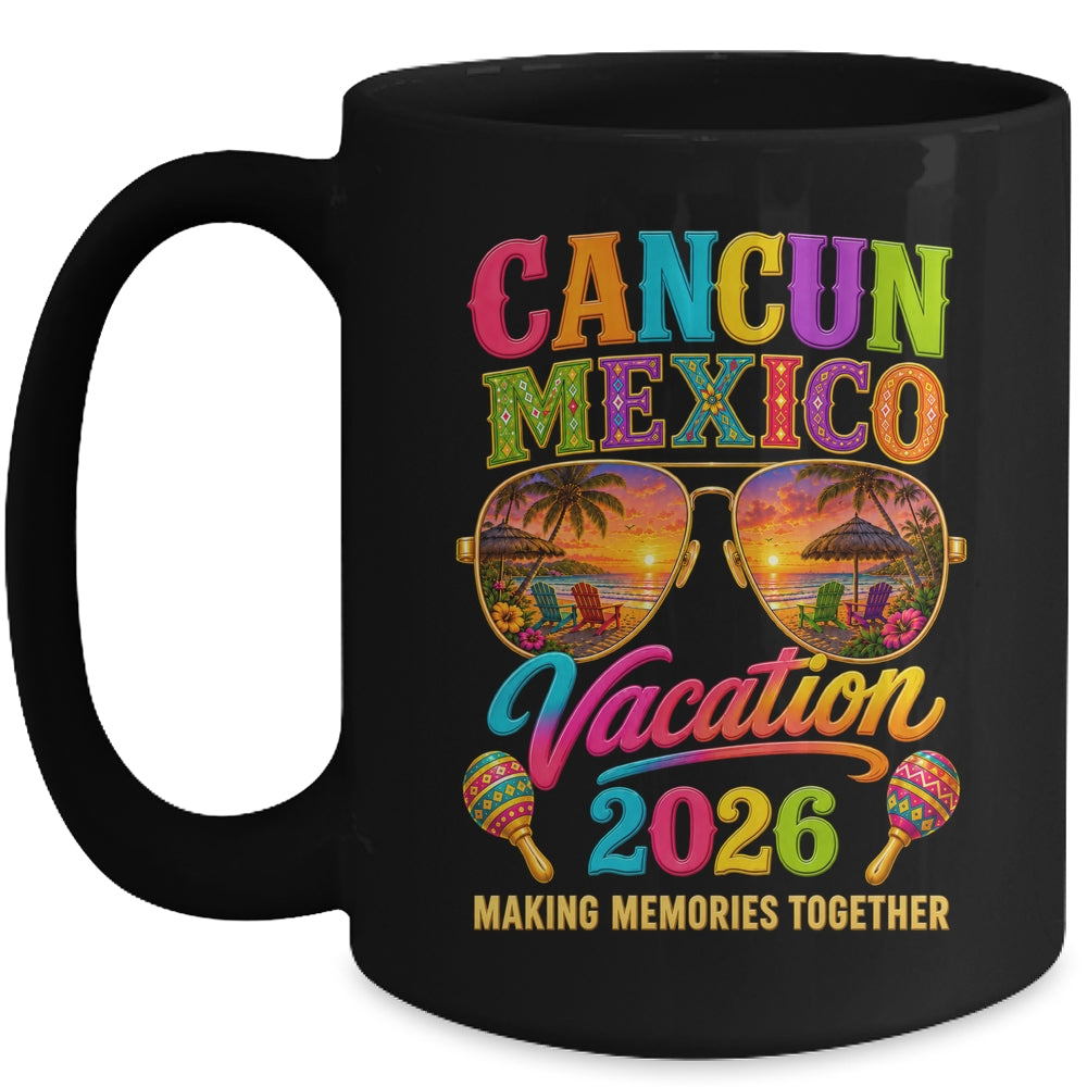 Cancun Mexico Vacation Beach 2026 Trip Group Squad Retro Mug | siriusteestore