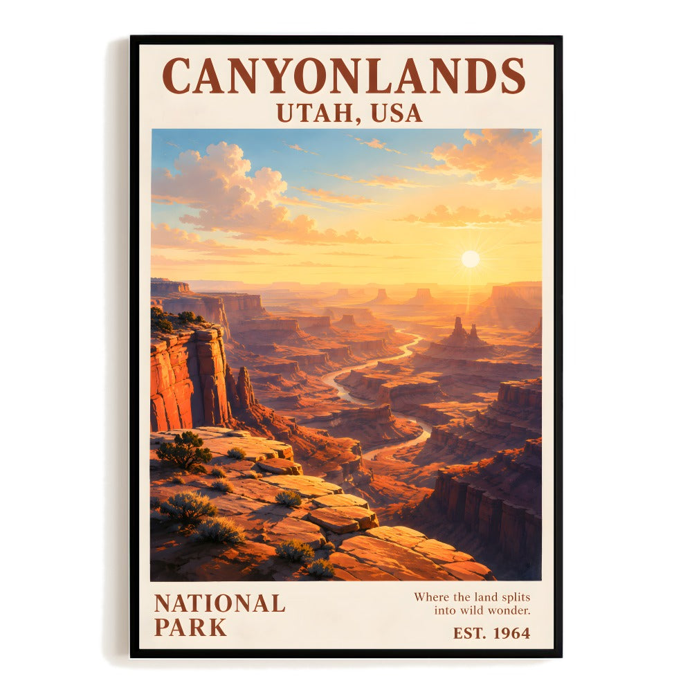 Canyonlands National Park Utah Travel Poster Vintage Sunset Desert Print Landscape Pictures Wall Art Decor For Home Living Room Office Bedroom Souvenir Gift Unframed | siriusteestore