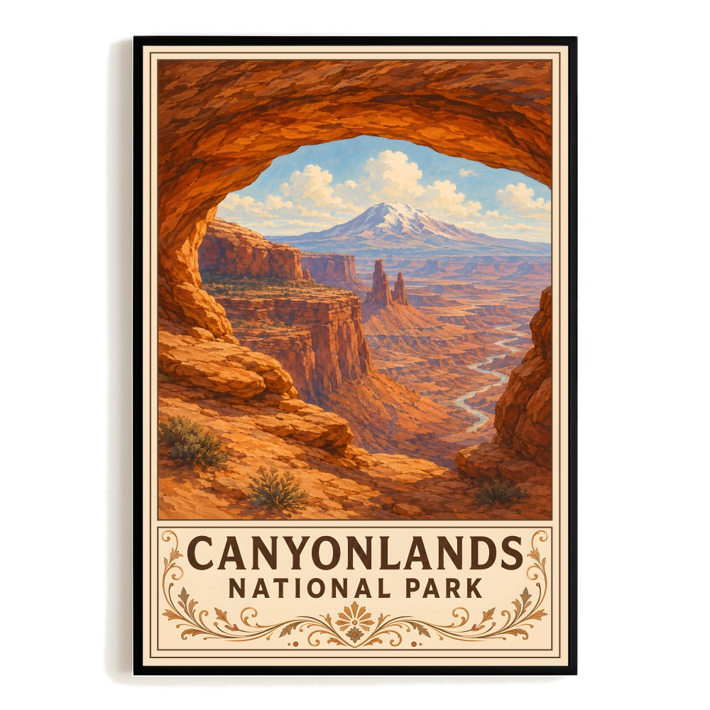 Canyonlands National Park Vintage Travel Poster Utah Desert Landscape Art Mesa Arch Southwest Hiking Nature Home Decor Print For Living Room Cabin Office Unframed | siriusteestore