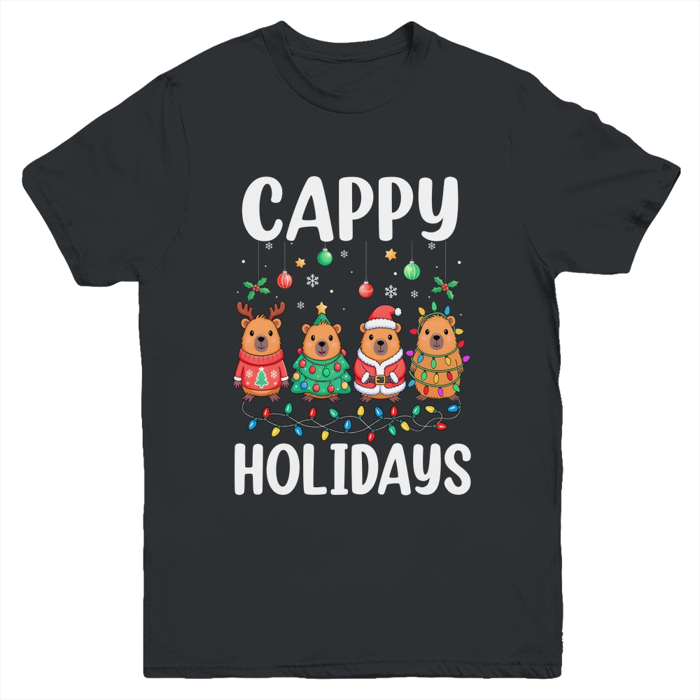 Cappy Holidays Capybara Christmas Boy Girl Rodent Animal Youth Shirt | siriusteestore