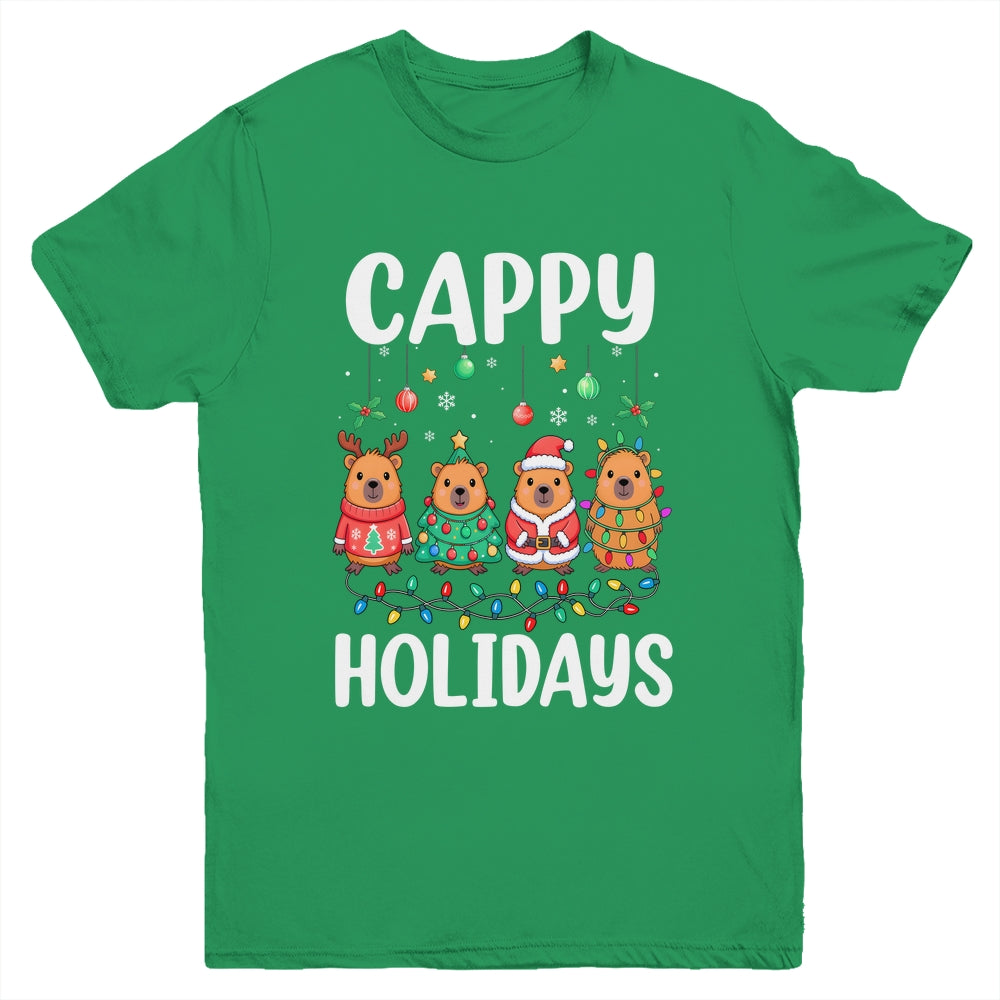 Cappy Holidays Capybara Christmas Boy Girl Rodent Animal Youth Shirt | siriusteestore
