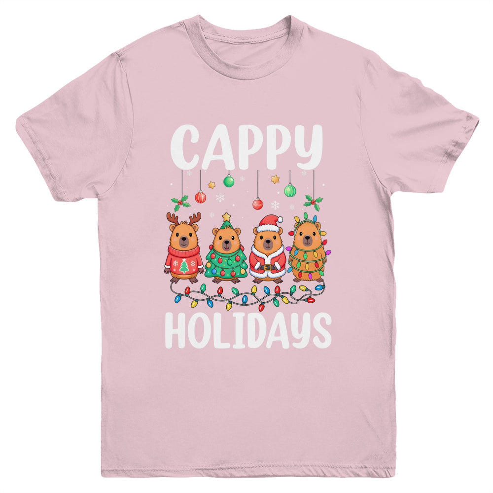 Cappy Holidays Capybara Christmas Boy Girl Rodent Animal Youth Shirt | siriusteestore