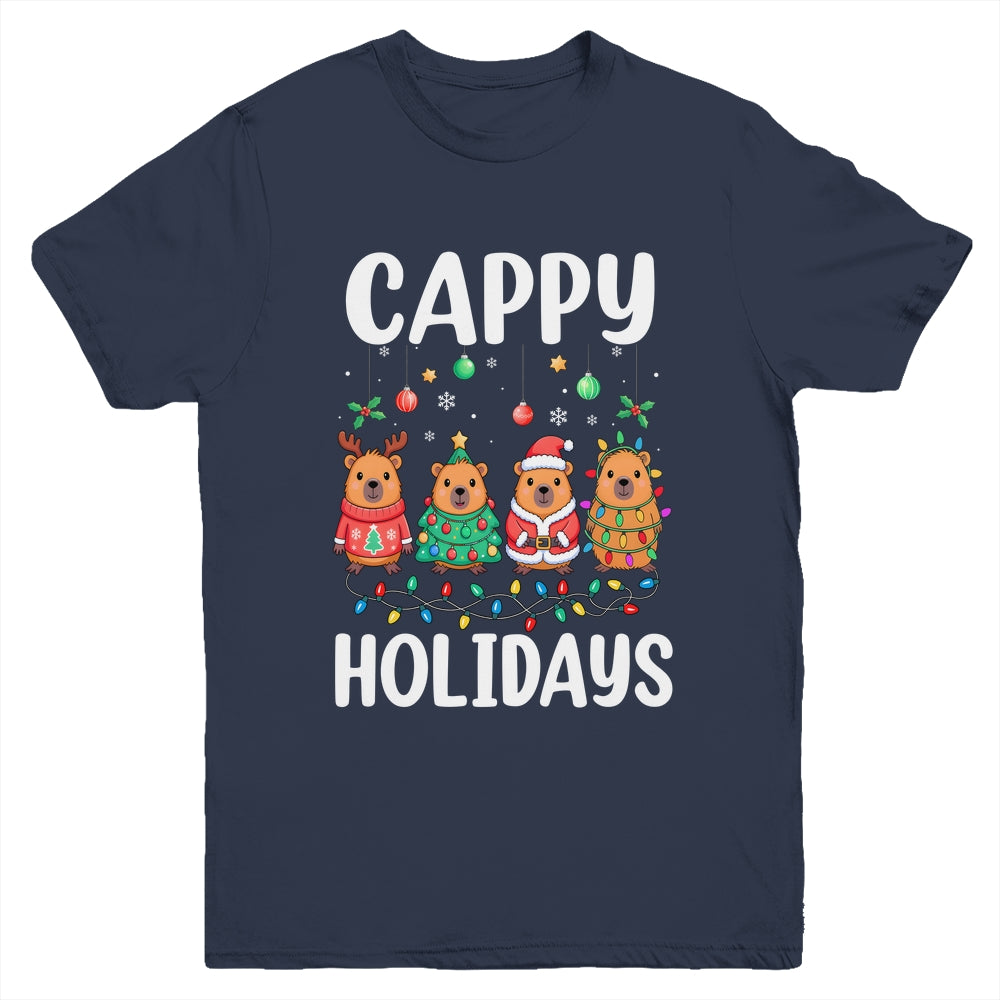 Cappy Holidays Capybara Christmas Boy Girl Rodent Animal Youth Shirt | siriusteestore