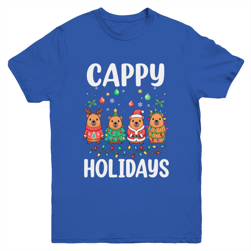 Cappy Holidays Capybara Christmas Boy Girl Rodent Animal Youth Shirt | siriusteestore