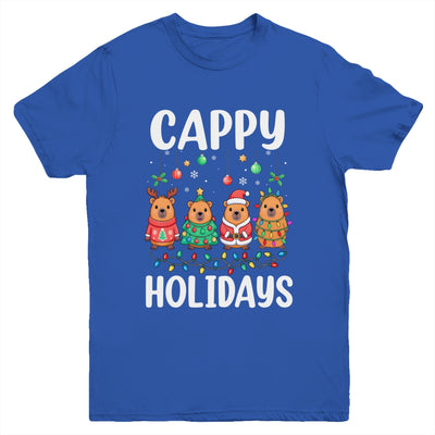 Cappy Holidays Capybara Christmas Boy Girl Rodent Animal Youth Shirt | siriusteestore