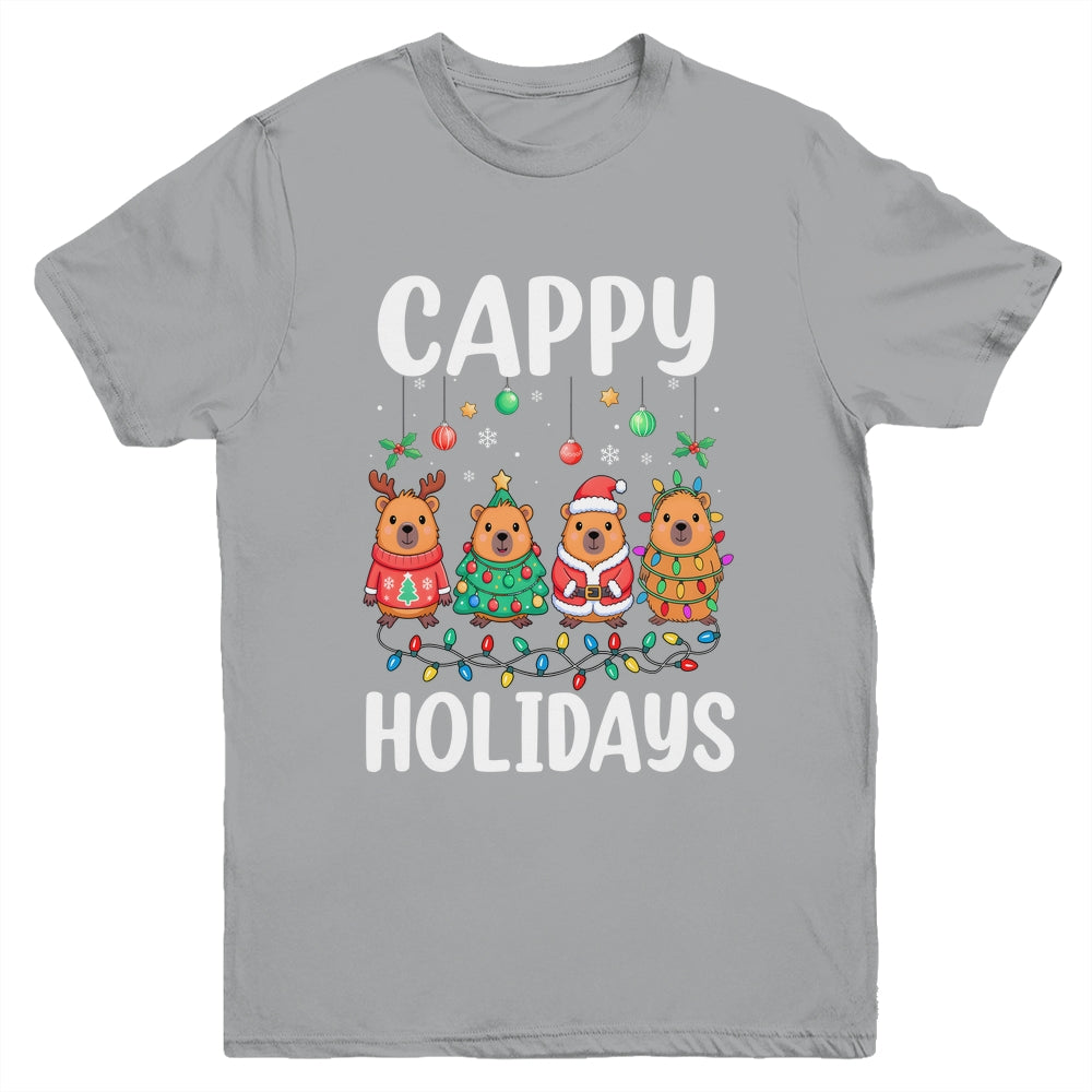 Cappy Holidays Capybara Christmas Boy Girl Rodent Animal Youth Shirt | siriusteestore