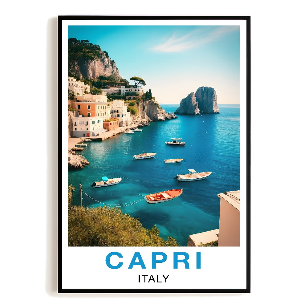 Capri Italy Vintage Travel Poster Dreamy Coastline Souvenir Wall Art Landscape Prints Paintings Picture For Home Room Living Room Office Bedroom Decor Unframed | siriusteestore