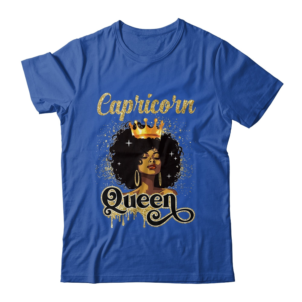 Capricorn Queen Birthday Afro Girls Black Zodiac Birthday Shirt & Tank Top | siriusteestore