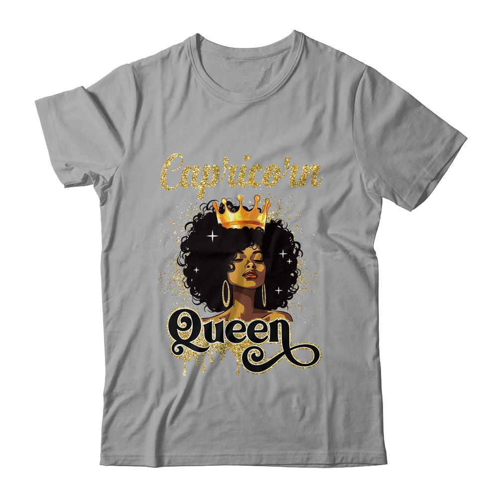 Capricorn Queen Birthday Afro Girls Black Zodiac Birthday Shirt & Tank Top | siriusteestore