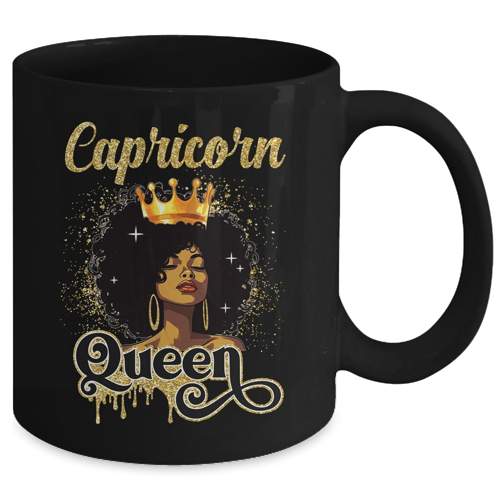 Capricorn Queen Birthday Afro Girls Black Zodiac Birthday Mug | siriusteestore