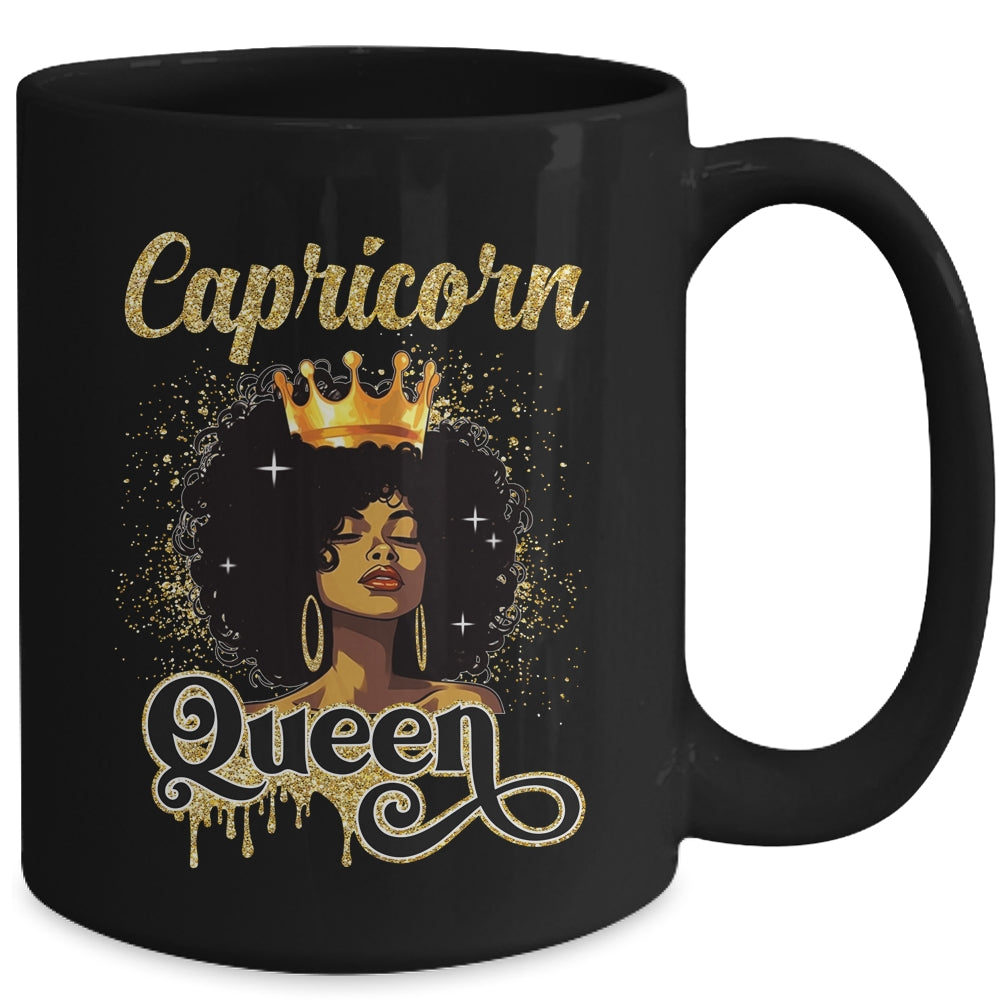 Capricorn Queen Birthday Afro Girls Black Zodiac Birthday Mug | siriusteestore