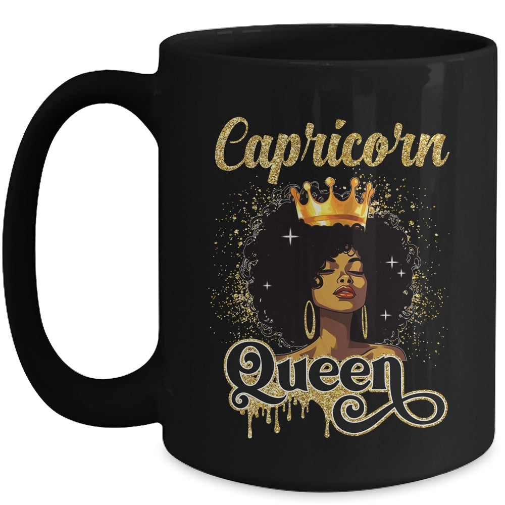 Capricorn Queen Birthday Afro Girls Black Zodiac Birthday Mug | siriusteestore