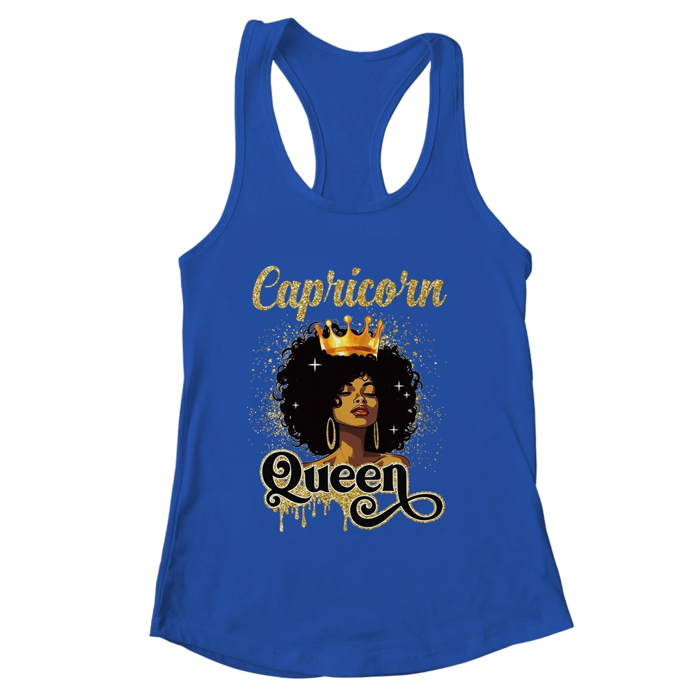 Capricorn Queen Birthday Afro Girls Black Zodiac Birthday Shirt & Tank Top | siriusteestore