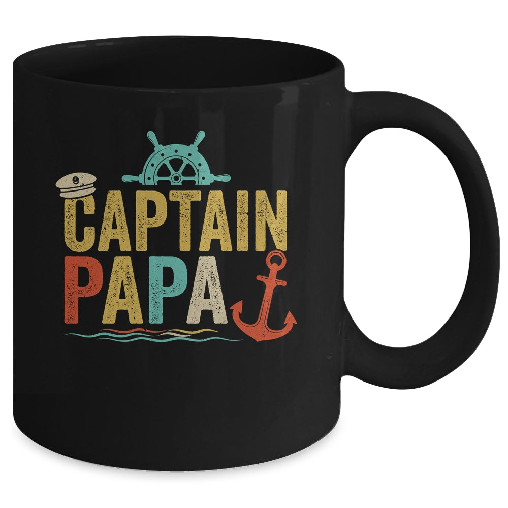 Captain Papa Pontoon Lake Sailor Fishing Boating For Men Mug | siriusteestore