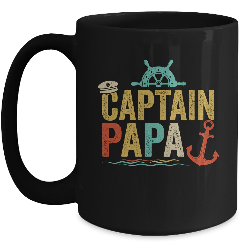 Captain Papa Pontoon Lake Sailor Fishing Boating For Men Mug | siriusteestore