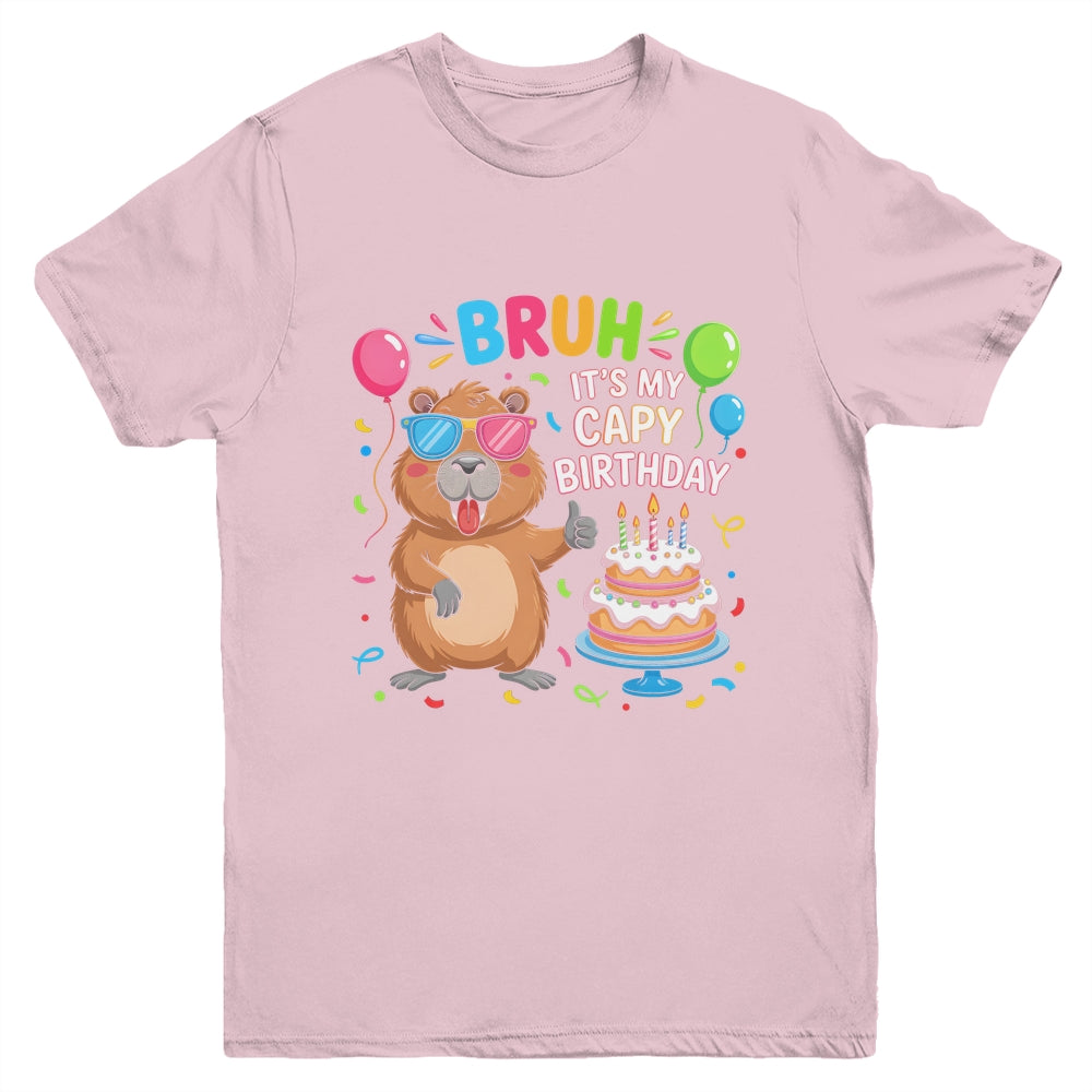 Capy Birthday Capybara BRUH Cute Happy Birthday Boys Girls Youth Shirt | siriusteestore