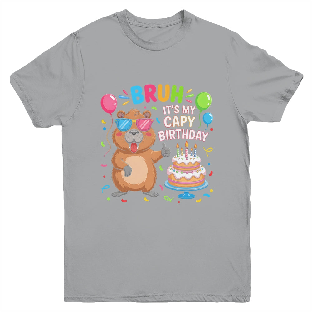 Capy Birthday Capybara BRUH Cute Happy Birthday Boys Girls Youth Shirt | siriusteestore