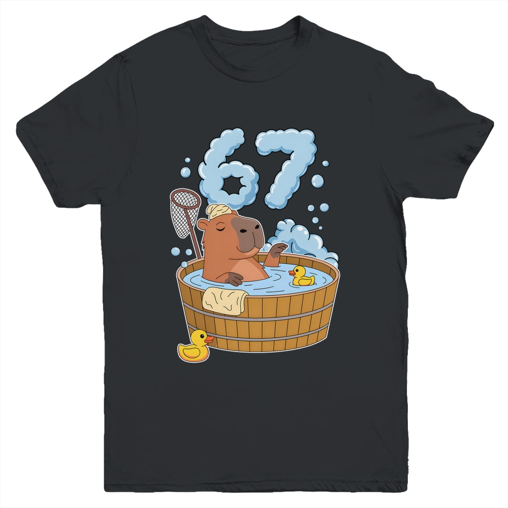 Capybara Bath Tub 67 Relaxed Funny Six Seven Meme Animal Youth Shirt | siriusteestore
